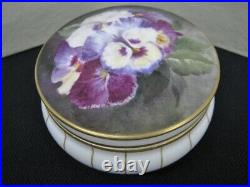 Antique KPM Porcelain Hand Painted Gilt Dresser Box with Pansies Mint