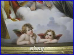 Antique KPM Porcelain Painted SISTINE MADONNA After Raphael Plaque Rococo Frame