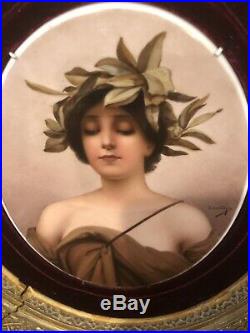 Antique KPM Porcelain Plaque Daphne Signed Circa 1880