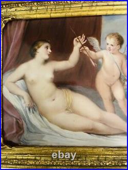 Antique KPM Porcelain Plaque Venus And Cupid Artist Signed 19c