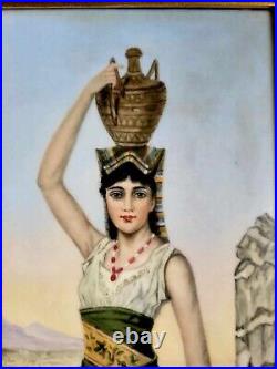 Antique KPM Porcelain Plaque Woman Carrying Amphora On Her Head Signed