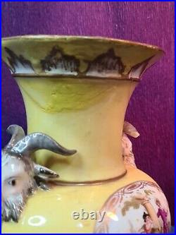 Antique KPM Porcelain Royal Berlin Rams Head Hand Painted Vase