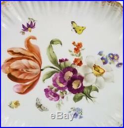 Antique KPM Porcelain Serving Dish Dresden Style Flowers and Butterflies