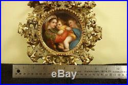 Antique KPM Porcelain plaque Raphael Madonna in ornate gilt carved wood frame