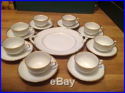 Antique KPM Royal Berlin Porcelain (17 Piece Tea Set) White & Gold Trim c1880