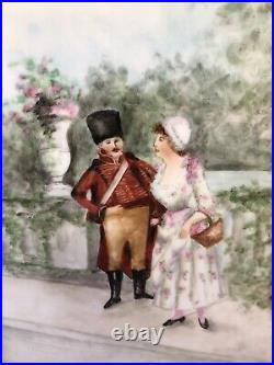 Antique KPM Type Hand Painted Russian Couple on Porcelain Plaque Original Frame