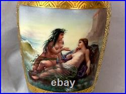 Antique KPM Vase Raised Gold & Beaded Draped Nude Maidens