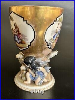 Antique KPM berlin porcelaine gilt figural chalice goblet