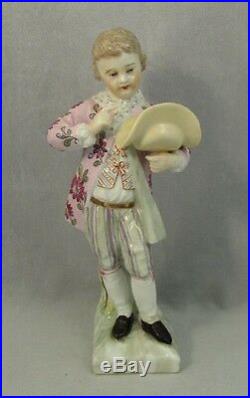 Antique KPM figure boy with hat Royal Porcelain Manufactory figurine 19th