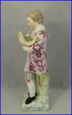 Antique KPM figure boy with hat Royal Porcelain Manufactory figurine 19th