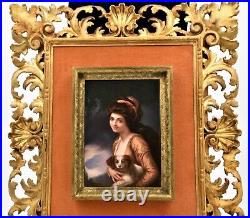 Antique KPM framed signed painting of Lady Hamilton on porcelain plaque