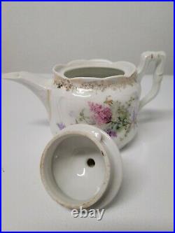 Antique KPM krister Porcelain Teapot with Hand Painted Floral Pattern