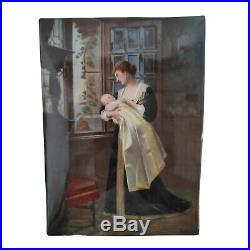 Antique KPM porcelain Plaque of Lady & Her Babby