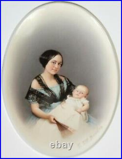 Antique KPM porcelain plaque handpainted portrait Mother & Baby Franz Till
