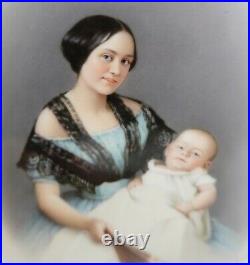 Antique KPM porcelain plaque handpainted portrait Mother & Baby Franz Till