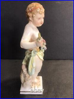 Antique KPM porcelain statue/Figure/Germany C. 1920/Stamped/Boy/Flowers/Meissen