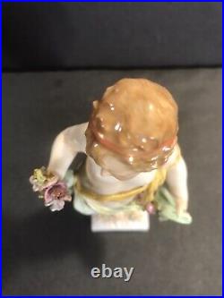 Antique KPM porcelain statue/Figure/Germany C. 1920/Stamped/Boy/Flowers/Meissen