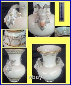 Antique KPM porcelain vase w goats Rams Heads raised gilding Berlin Royal (39)