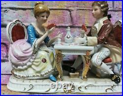 Antique KPM porzellan Dresden Style Couple Playing cards game Porcelain Figurine