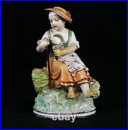 Antique Kpm Berlin Germany Porcelain Figurine Of A Girl With Sickle