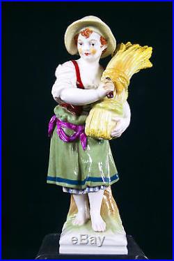 Antique Kpm Berlin Germany Porcelain Figurine Of Young Reaper /harvester