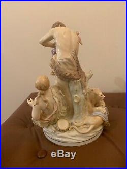 Antique Kpm Berlin Porcelain Figurine Group Maidens With Wine And Lions