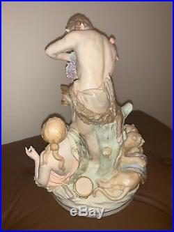 Antique Kpm Berlin Porcelain Figurine Group Maidens With Wine And Lions