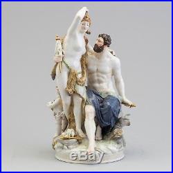 Antique Kpm Berlin Porcelain Group Figurine Hercules & Omphale With Cherub