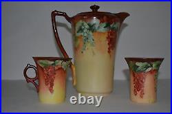 Antique Kpm German Porcelain Chocolate Pot With Two Cups