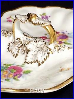 Antique Kpm Germany Gold Floral Art Porcelain China Dish Divided Serving Plate 1