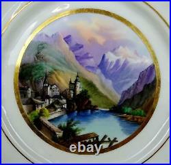 Antique Kpm Germany Porcelain Painted Monte Roja Gold Rim 7 1/8 Plate 1900-1920