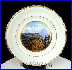Antique Kpm Germany Porcelain Painted Murrenpass Gold Rim 7 1/8 Plate 1900