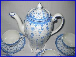 Antique Kpm Germany Tea Set, 6 Cups, 6 Saucers And Lidded Tea Pot