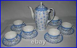 Antique Kpm Germany Tea Set, 6 Cups, 6 Saucers And Lidded Tea Pot