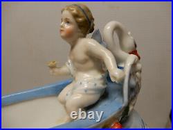 Antique Kpm Porcelain Figurine Girl And Boy Cherubs In Boat