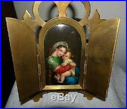 Antique Kpm Porcelain Madonna & Child Hand Painted Icon Elegant Frame Religious