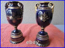 Antique Kpm Royal Vienna Two Porcelain Vases