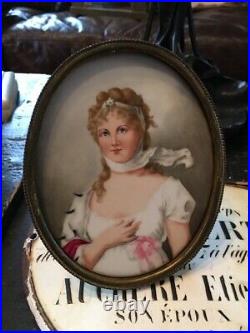 Antique Kpm Style Queen Louise Of Prussia Porcelain Portrait Plaque Handpainted