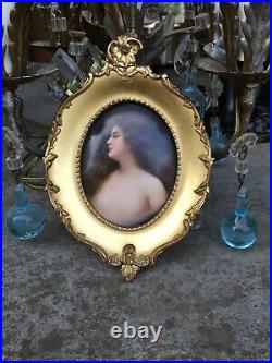 Antique Kpm Wagner Hand Painted Porcelain Plaque Partially Nude Lady Erbluh