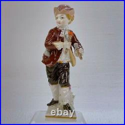 Antique Lg KPM Royal Berlin Porcelain Figurine of Boy w Batons pocket flask PC