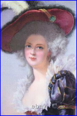 Antique Louis XV KPM Style Hand Painted Porcelain Plaque Elisabeth d France Brun