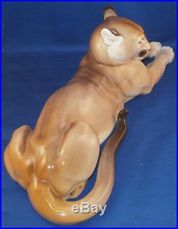 Antique Nymphenburg Porcelain Mountain Lion Puma Figurine Porzellan Figur Figure