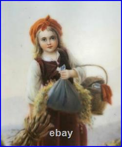 Antique Painted Porcelain Berlin KPM Plaque Italian Painting Young Girl