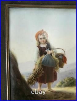 Antique Painted Porcelain Berlin KPM Plaque Italian Painting Young Girl
