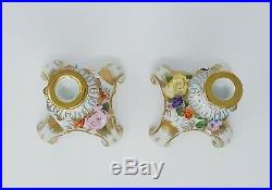Antique Pair of KPM Porcelain Candlesticks Beautifully Detailed & Colored Roses