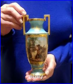 Antique Porcelain Cabinet Vase KPM & Dresden Listed Artist Louis Knoeller 1890's