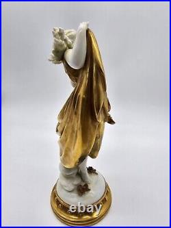 Antique Porcelain Capodimonte Gilt Gold white Ballerina Dance Lady Figurine rare