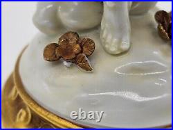 Antique Porcelain Capodimonte Gilt Gold white Ballerina Dance Lady Figurine rare