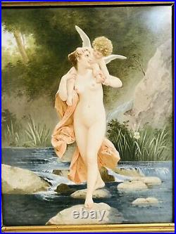 Antique Porcelain KPM Plaque Of Psyche With Cupid. 19c