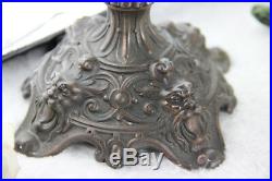 Antique Porcelain Lithophane in empire Cast iron stand Lion heads 1920's
